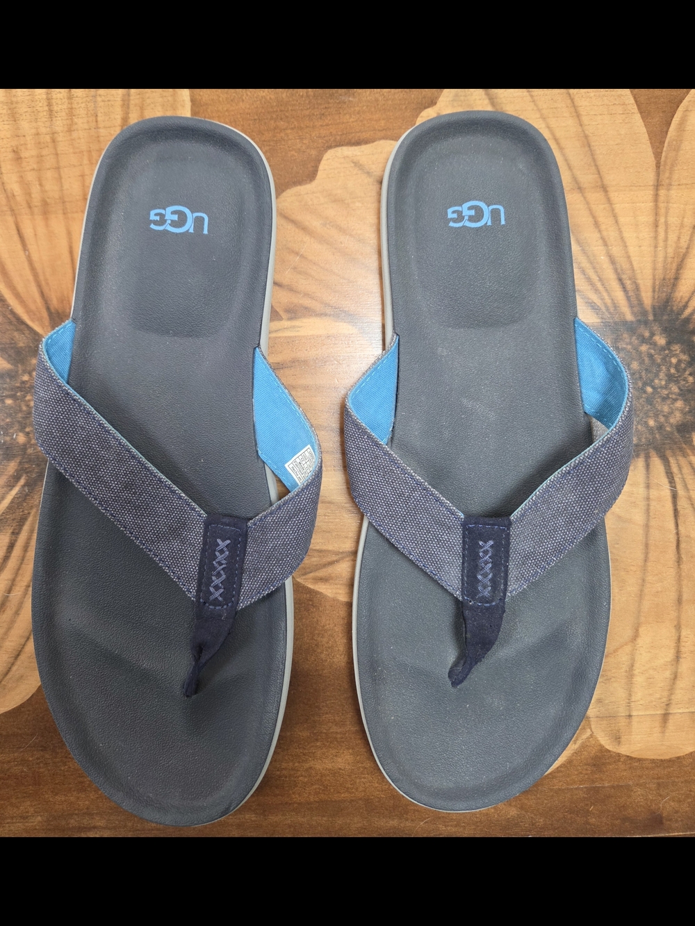 UGG Men's Navy Blue Flip Flop Sandals Size 12